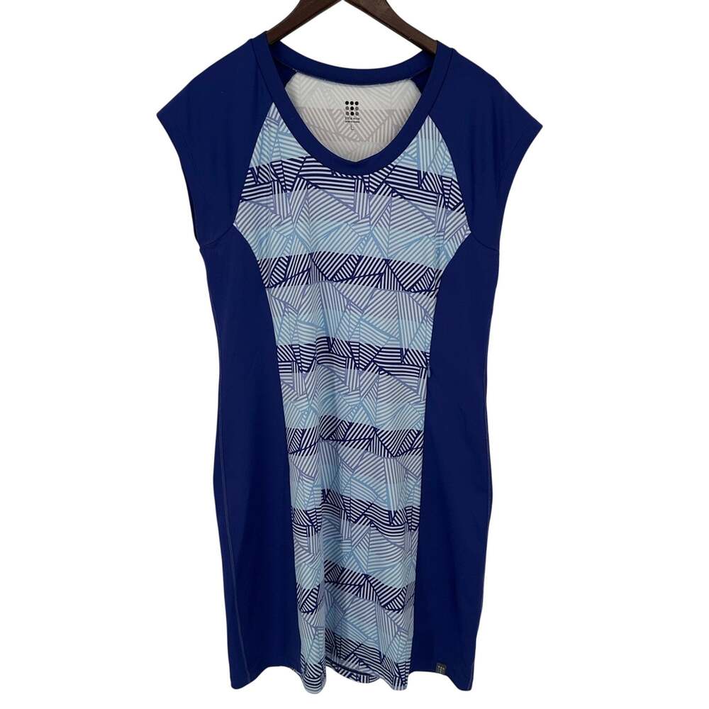 Title Nine Gidget 2.0 Dress Size Large Geometric Sport Stretch Cap Sleeve